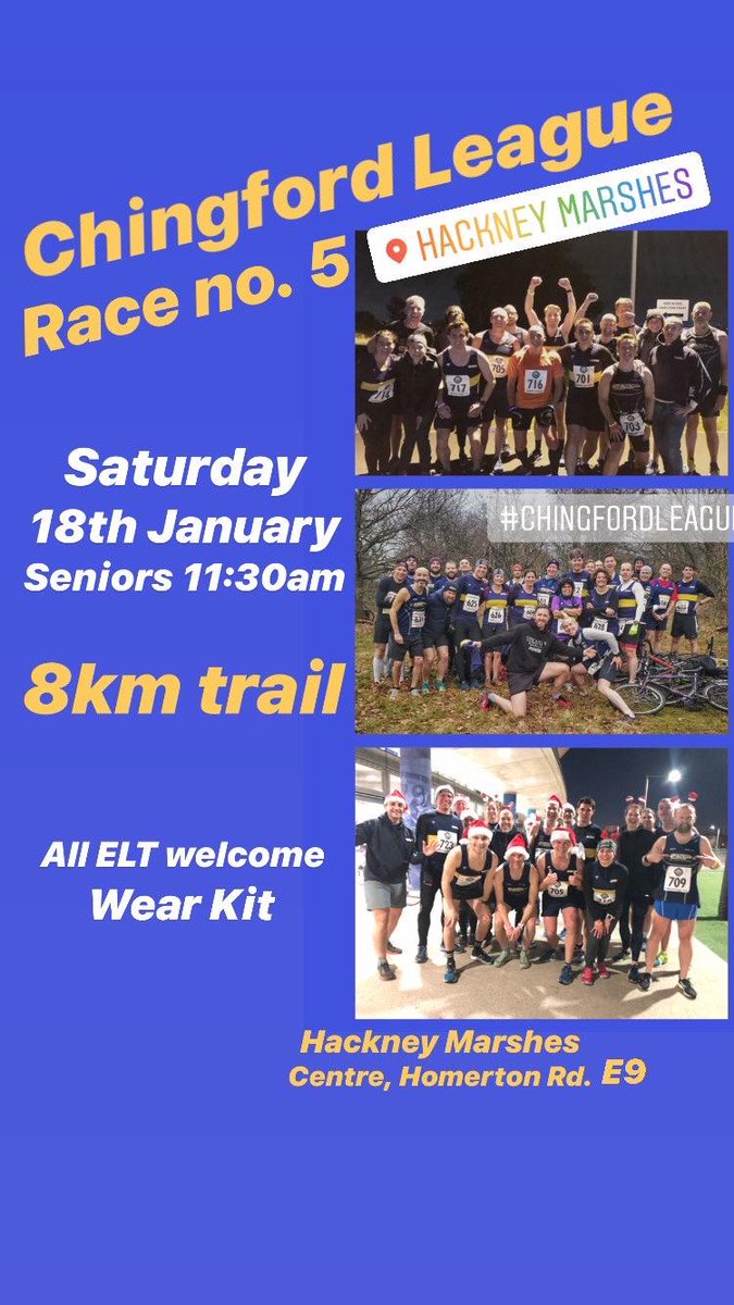 Boom, see you all there! 
<a href="/Dagenham88/">Dagenham 88 Runners</a> <a href="/EtonManorAC/">Eton Manor AC</a> <a href="/Haroldwoodrc/">Harold Wood</a> <a href="/LoughtonAC/">Loughton Athletics</a> <a href="/BarkRoadRun/">Barking Road Runners</a> @Orion_Harriers <a href="/Edmonton_RC/">Edmonton Running Club</a> <a href="/ELRunners/">East London Runners</a> @LondonCityAC <a href="/eerrclub/">EastEnd Road Runners</a> <a href="/ilfordAC/">Ilford AC</a> <a href="/BarnetADAC/">Barnet & District AC</a> <a href="/WoodfordGreenAC/">WG&EL</a> <a href="/ChasersLDN/">Mornington Chasers</a> <a href="/TrentParkRC/">Trent Park RC</a> <a href="/vphthac/">VPHTHAC</a>