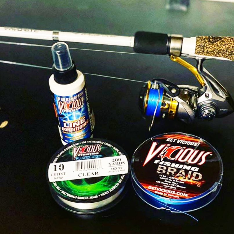 Viciousfishing's tweet photo. Braid to Fluorocarbon and fully conditioned with our Vicious Fishing Line Conditioner! #fishing #viciousfishing #viciousfishingline #viciousbraid #bluebraid #getvicious https://t.co/Uiw3oY7NWs