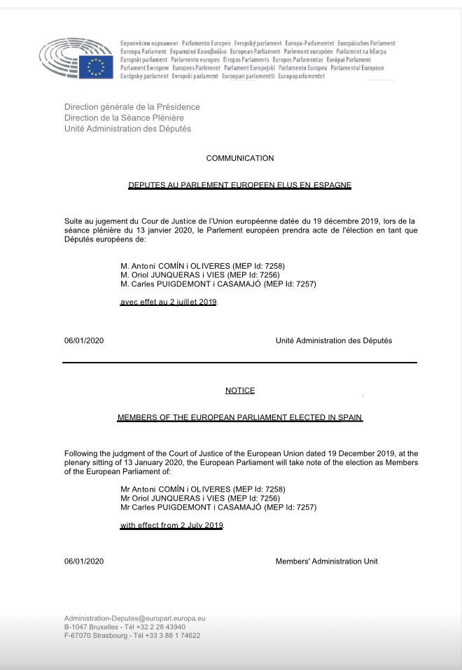 Llibertat immediata Vicepresident Junqueras. Nul·litat sentència procés. S’ha acabat la farsa. Espanya ha de complir ja, avui mateix.
