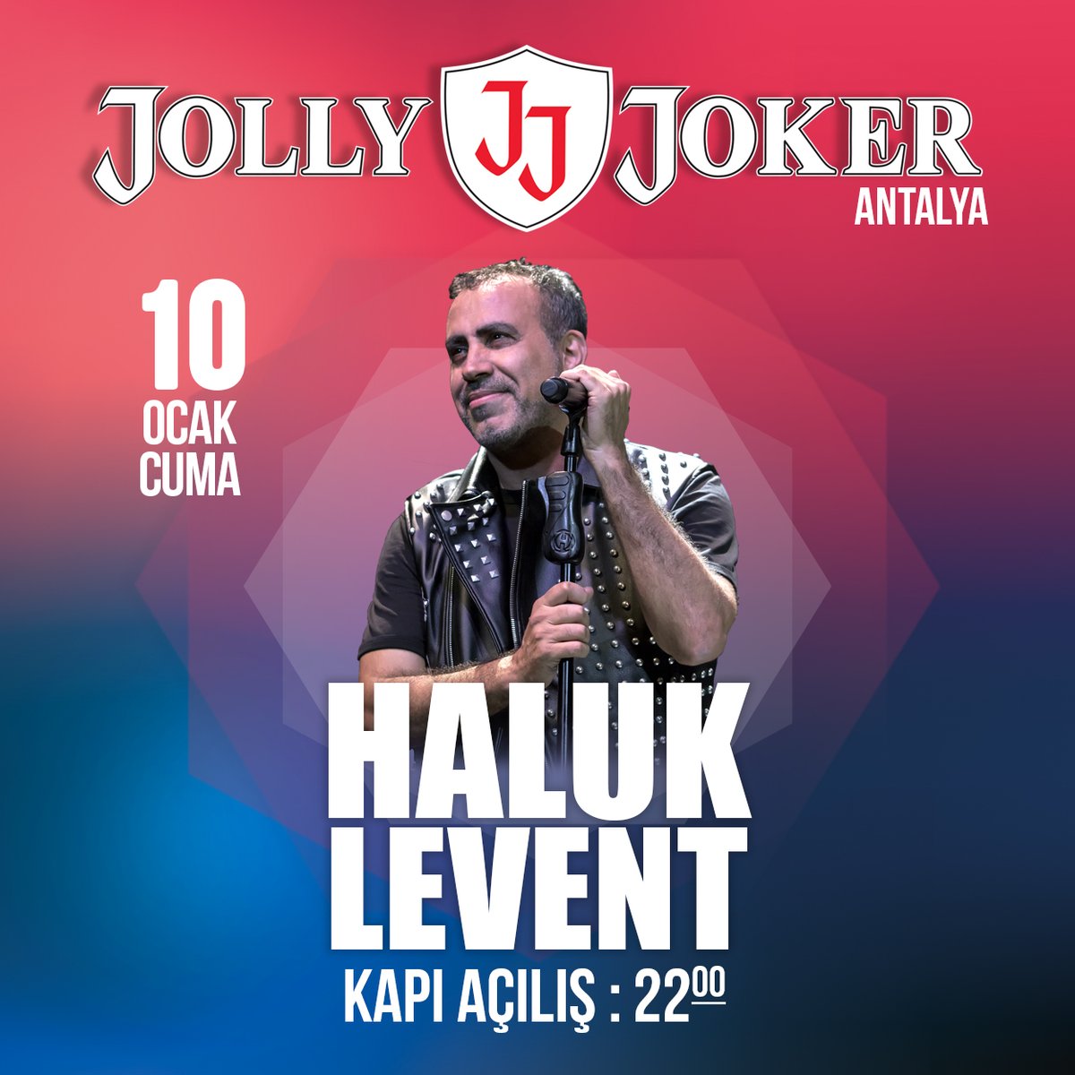 10 Ocak Cuma <a href="/haluklevent/">Haluk Levent ( Ahbap Ekibi )</a> <a href="/jjantalya/">Jolly Joker Antalya</a> sahnesinde. Kapı açılışı: 22:00 Bilgi:+90 530 770 49 49