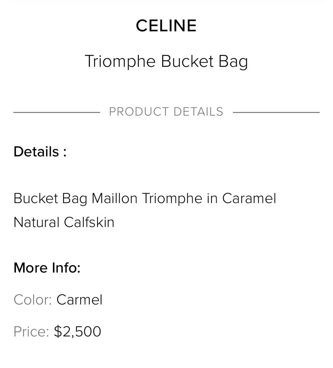 ClaireVia on X: CELINE Bucket Bag Maillon Triomphe in Caramel