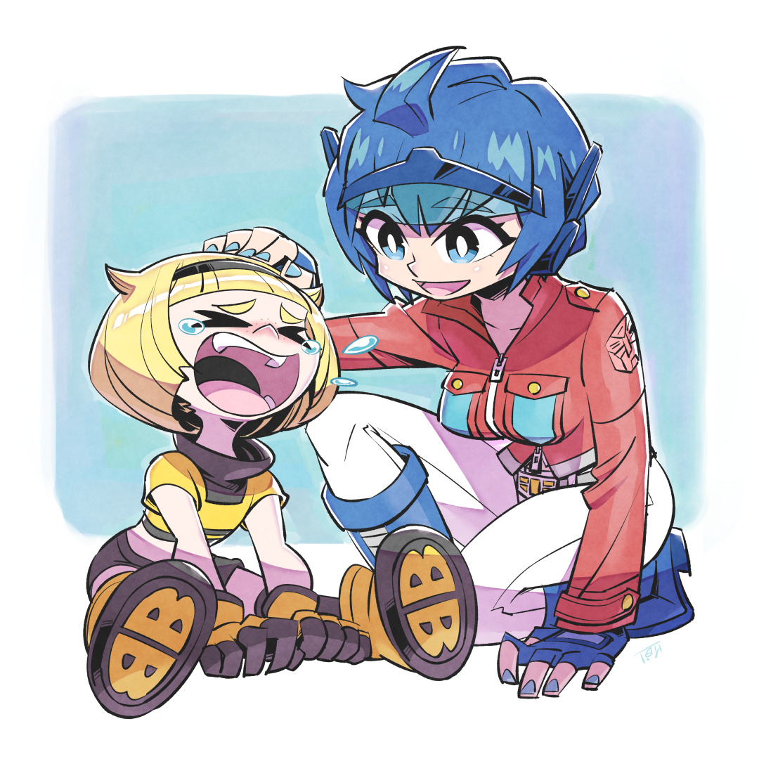 O Xrhsths 砂吹 Sto Twitter わんわん泣いちゃうバンブルビーちゃん なぐさめるオプティマスちゃん Tf擬人化