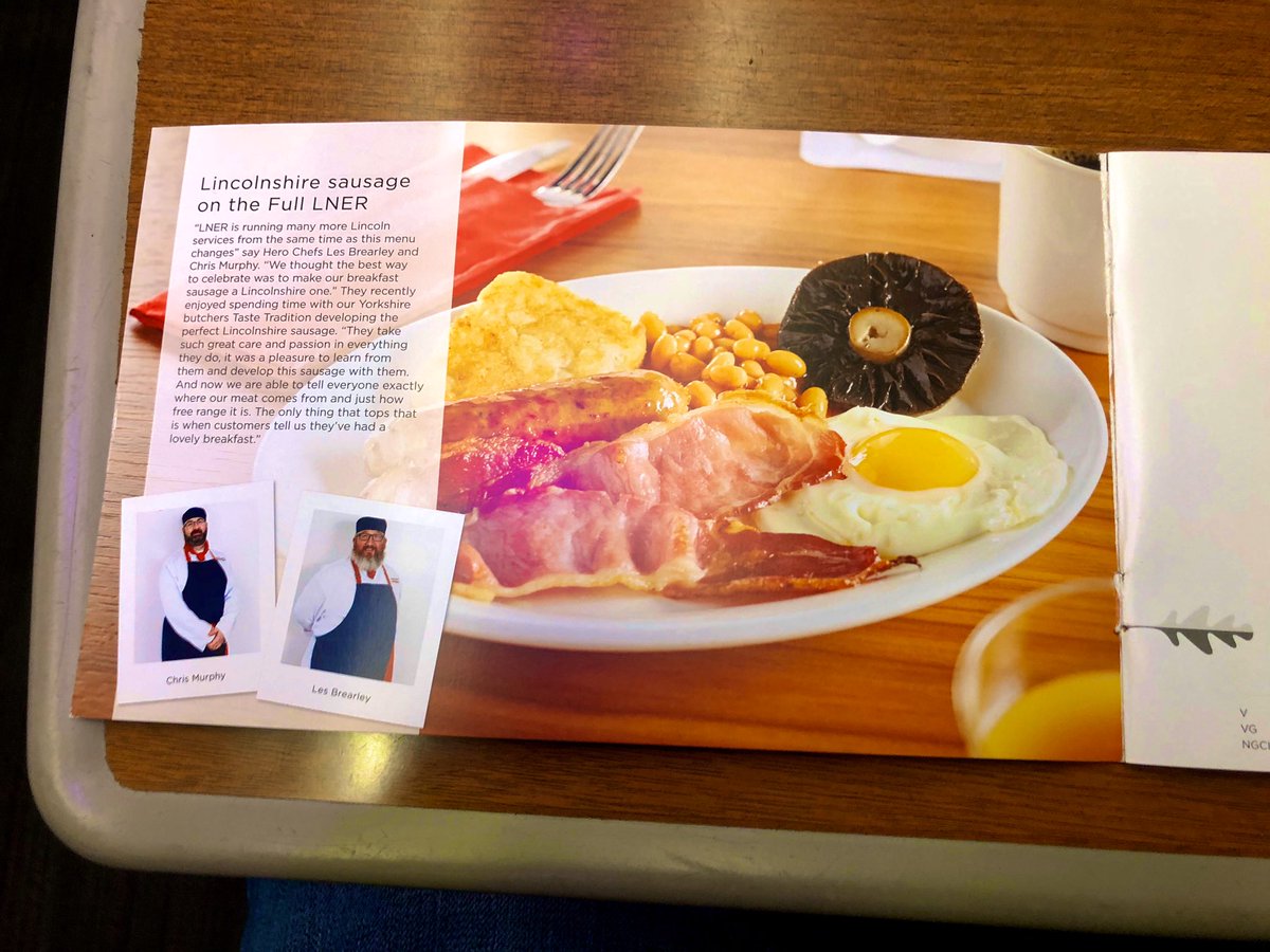 StephenVidal's tweet photo. First Class passengers travelling with @LNER are offered a complimentary at seat meal or snack depending on the train / time of day

Breakfast options included Full LNER, Smashed avocado &amp; poached egg toast, Porridge, Yoghurt or a Bacon roll served with toast, hot drinks &amp; juice https://t.co/8BokaMp4DV