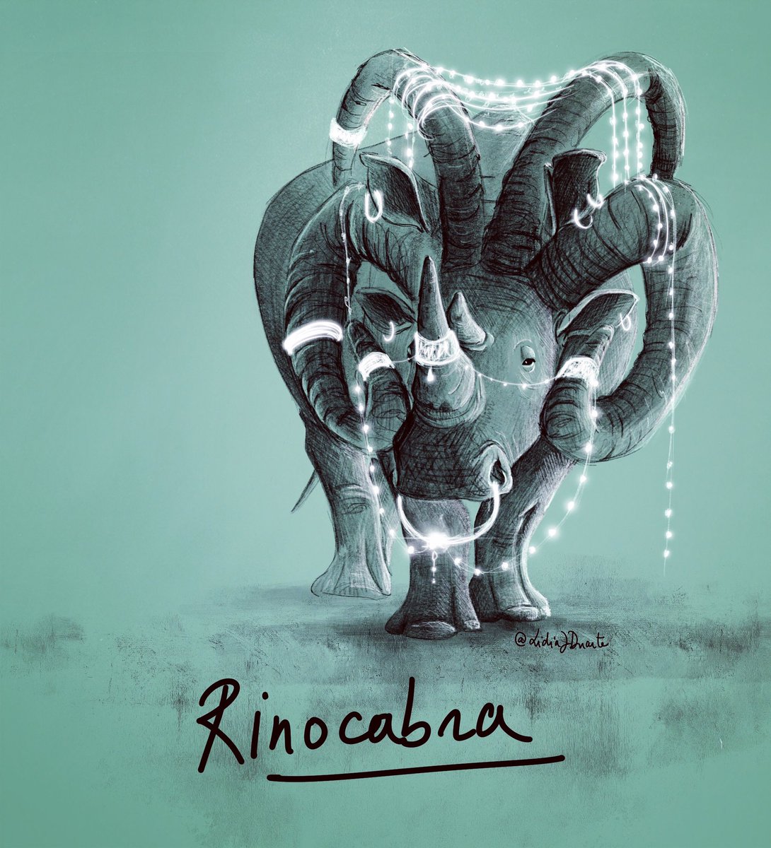 LidiaJDuarte's tweet photo. Número 5. Un #rinocabra , pero qué criatura es esta?? Jajaja Ahí va mi versión. #creatuanary2020 #ilustracion https://t.co/CPkyfmrnG3
