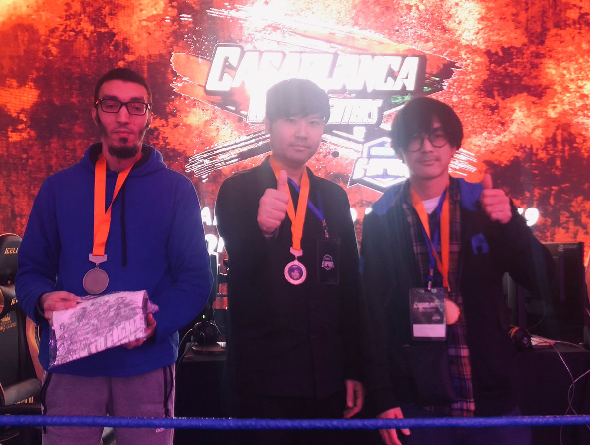 neogeoworldtour's tweet photo. Casablanca World Fighters #NGWT Special Stage
#KOFXIII tournament results:

Winner: @arubionhat
1st runner up: @koukou_panda 
2nd runner up: Ichisim

Congrats to you for winning some great prices from @GmbhWorldwide, @brookgamingfans &amp; #SNK! Thanks to the @EsportMdjs Team! https://t.co/UMRQoF1sJI