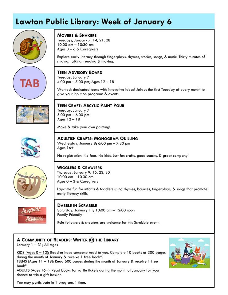 FitKidsofSWOK's tweet photo. There is something to do for all ages this week at the Lawton Public Library! #fitkidsofswok https://t.co/ouKJ5xRj9e