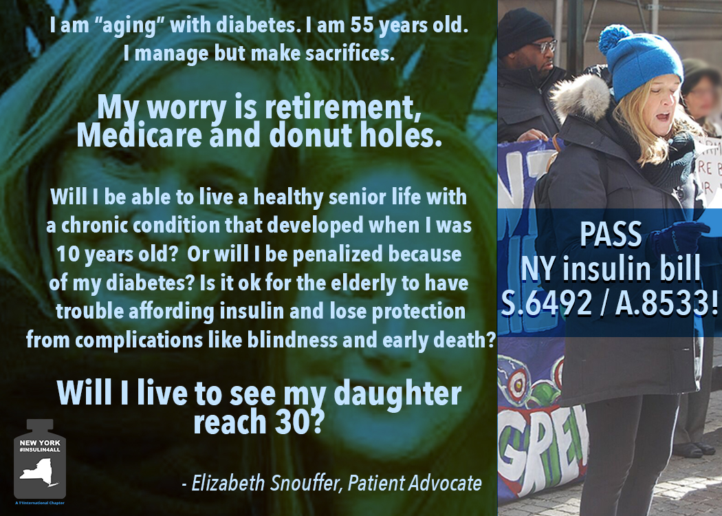 NYinsulin4all's tweet photo. "Will I see my daughter reach 30?" -Elizabeth. Many people who have lived &amp; flourished w/ #diabetes for decades are unable to afford insulin on Medicare. The drug-assistance program in NY insulin bill S6492/A8533 can ensure insulin for eligible medicare recipients. #insulin4all https://t.co/7hdF2uMr90