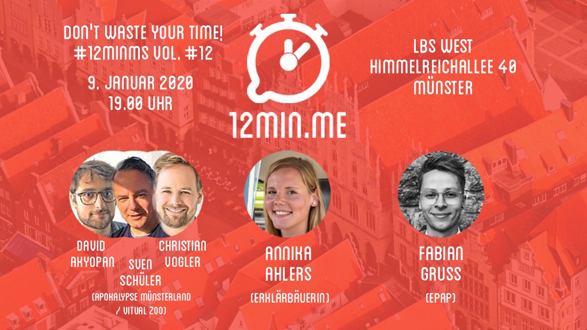 Digital Hub münsterLAND (@digitalhubms) on Twitter photo Netzwerken im neuen Jahrzehnt -> Das geht natürlich weiterhin bei #12minMs - im bekannten 12-Minuten-Rythmus. Am 09.01. mit <a href="/ApokalypseMSL/">Apokalypse Münsterland</a>, <a href="/erklaerbauer/">Erklaerbauer</a> und <a href="/epap_app/">epap</a> mit den spannenden Themen #VirtualZoo, #Bauernbox und #Kassenbons. meetup.com/de-DE/12minMS/… Netzwerken im neuen Jahrzehnt -> Das geht natürlich weiterhin bei #12minMs - im bekannten 12-Minuten-Rythmus. Am 09.01. mit <a href="/ApokalypseMSL/">Apokalypse Münsterland</a>, <a href="/erklaerbauer/">Erklaerbauer</a> und <a href="/epap_app/">epap</a> mit den spannenden Themen #VirtualZoo, #Bauernbox und #Kassenbons. meetup.com/de-DE/12minMS/…