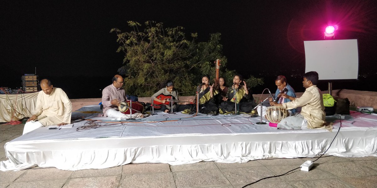 devvarma's tweet photo. Cultural program "the string of pearls from the casket of Hyderabad" by TK sisters and jayachandran in unique setting of Taramati baradari #codscomad2020 https://t.co/zOeK3ZbqMu