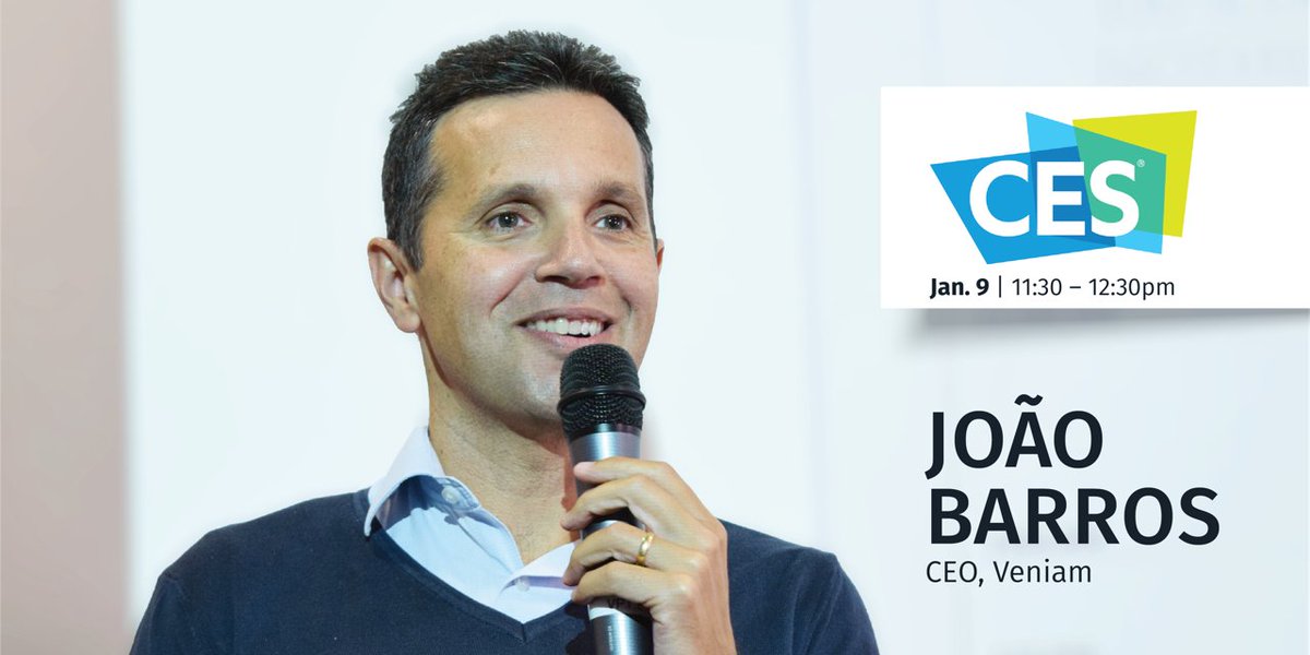 veniamworks's tweet photo. Ready for CES this week? Our CEO, João Barros, will be speaking at the panel about IoT and AI Revolutionizing Transportation. Don't miss it! It’s on Thursday, from 11:30 to 12:30 pm, at the North Hall N262. #ces2020 #connectedcars #autonomousvehicles #weareveniam https://t.co/z3XAgxE9wE