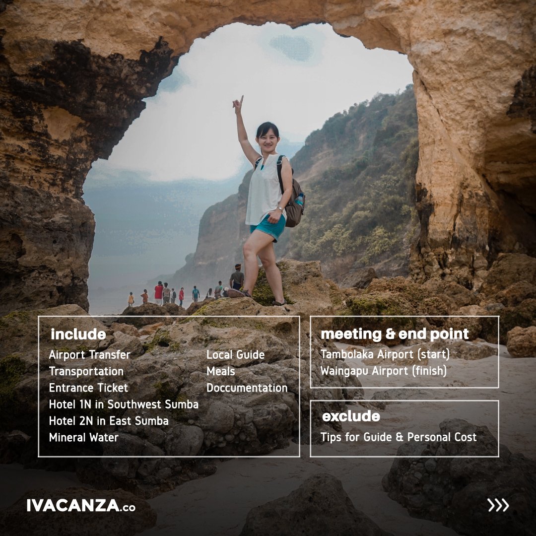 ivacanza's tweet photo. Sumba Open Trip 2 Can Go 4D3N hanya 2,899jt/orang. Gak perlu nunggu kuota, 2 orang bisa jalan pakai harga Open Trip π
Detail Trip : https://t.co/R9ovMuCT1w
#ivacanza #tripsumba https://t.co/WxDKbcW1jG