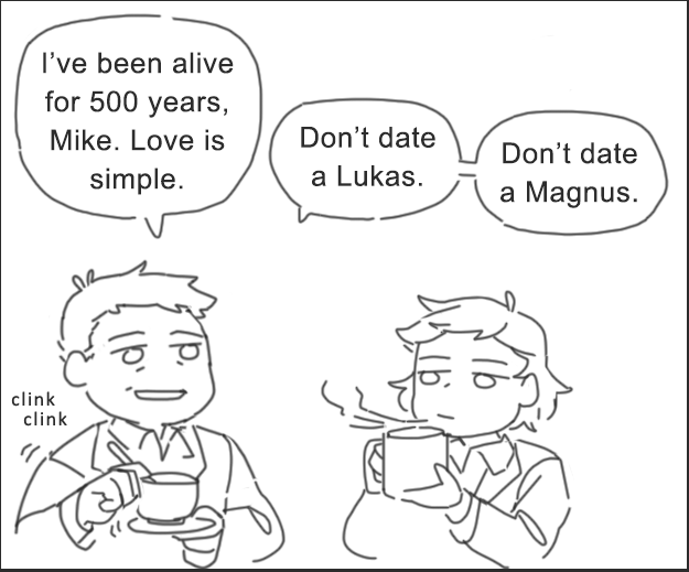 loccorocco_art's tweet photo. Tea time with Simon Fairchild and Mike. Today's tea is on love advice :) https://t.co/Jr0dV7K9nu