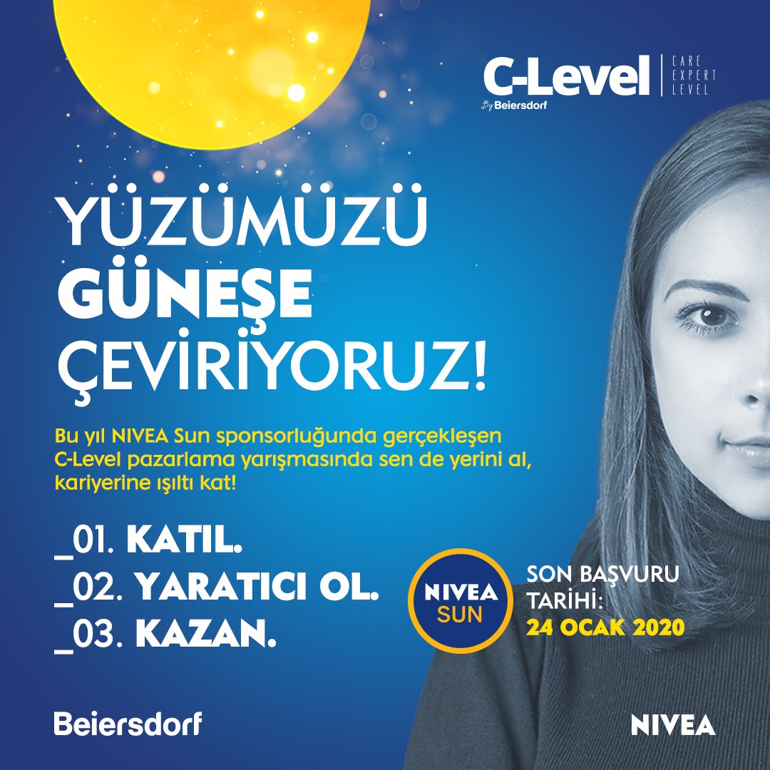 ODTU_VT's tweet photo. “Yaratıcılığımla pazarlama dünyasına yön veririm” diyen 2., 3., 4. sınıflar, NIVEA Beiersdorf sizi yeni marka yarışmasına davet ediyor! Ekibinle sürpriz ödüller kazanmak ve Beiersdorf ekibine katılma fırsatı için hemen başvur 👉 https://t.co/bVSsA9CZPl #CareExpertLevel #NIVEASun https://t.co/GN88W9G7JC