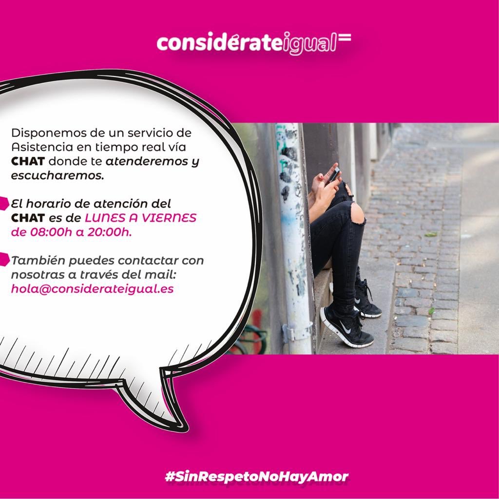 💭Si necesitas apoyo habla con nosotras a través de nuestro chat, en web 🖥 o móvil 📱
⁉️Si tienes dudas sobre cómo es tu relación de pareja, cuenta con nuestro apoyo.
👥Somos un equipo de profesionales que estamos para ayudarte todos los días de 08:00-20:00⏰