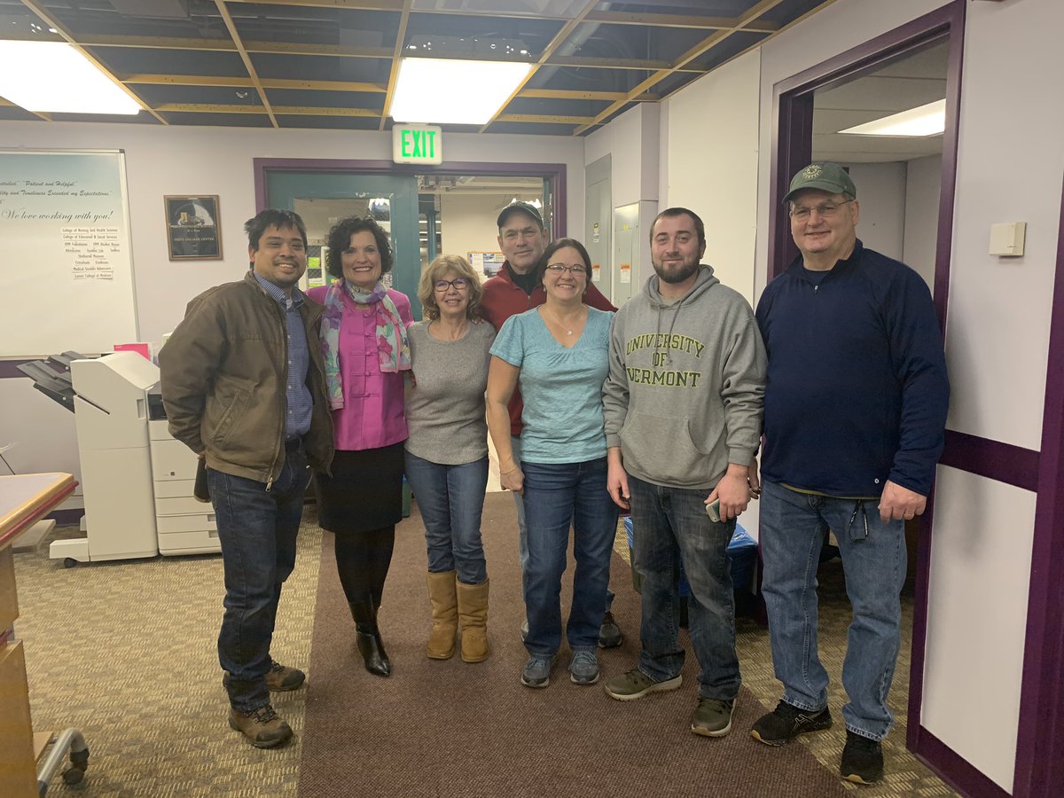 UVMPattyPrelock's tweet photo. Had a chance to meet our hardworking staff @uvmvermont in Print and Mail as they ensure #mail is delivered, #coursepacks are prepared, #research posters, signs and newsletters are printed. They have a legacy of family workers committed to excellence for #students and #faculty https://t.co/VcGTJgO17S