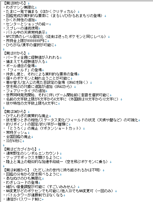 ট ইট র 探究者アインズ 落ちている技マシンが黄色いアイテムへ Xy バトルタワーが1勝ごとに中断可能 Xy 遺伝技の再習得 Xy 遺伝 技を両親から引き継ぐ Xy メタモンを親にしても夢特性遺伝 Xy 十字キー移動廃止 Sm 育て屋廃止 Sm 中国語設定追加 Sm 漢字