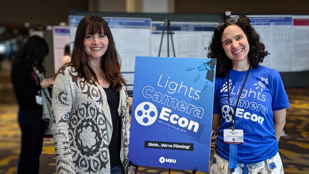 MRevUniversity's tweet photo. Our very own Mary Clare taking a break from the filming with @joyofecon at our #ASSA2020 video booth! https://t.co/VfzZyx4Wic