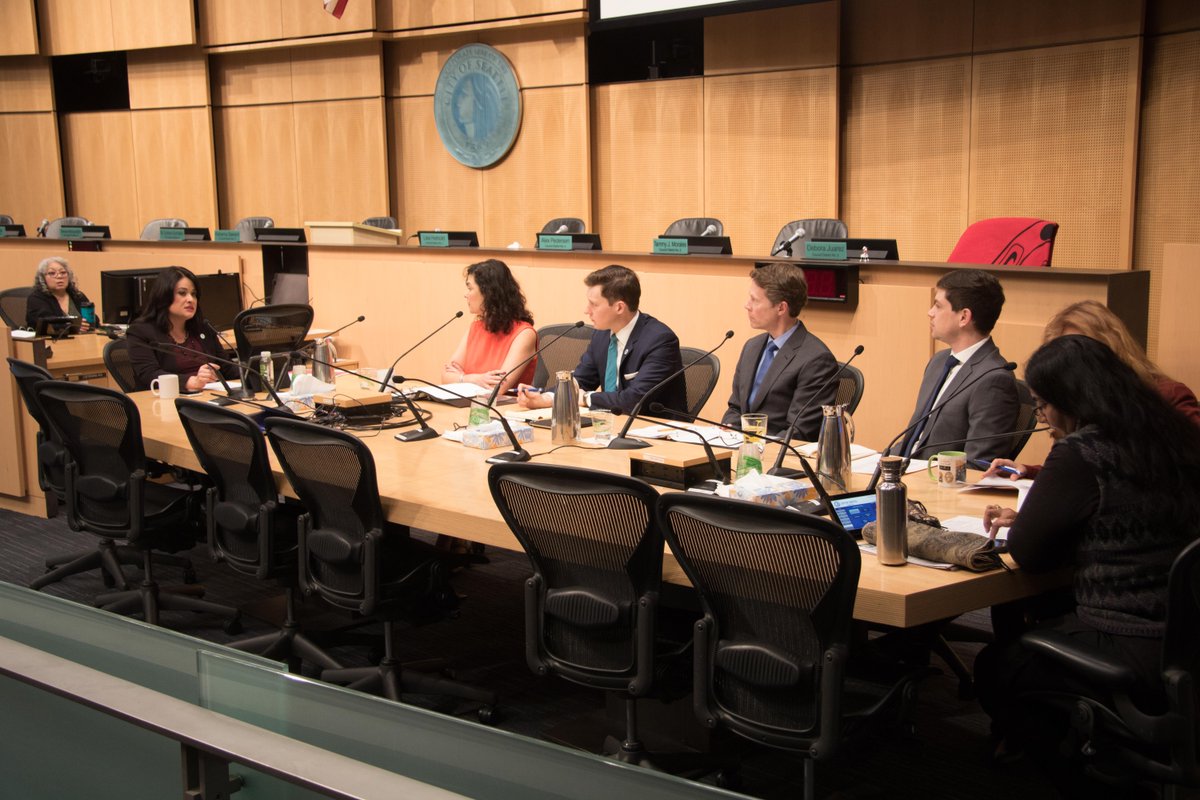 The Seattle City Council at table during their first Council Briefing of 2020.