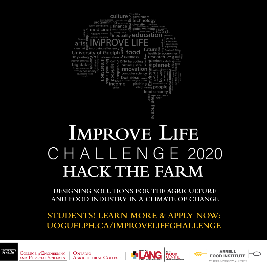 UofGuelphOAC's tweet photo. IMPROVE LIFE CHALLENGE 2020: Hack the Farm

Calling all students, if you want to face real-life challenges and have the opportunity for a day of immersive experience working with a community partner and win up to $1600, come join us on March 6th! #ILC2020
https://t.co/7jfvFInjRa https://t.co/OamAkXOoIj
