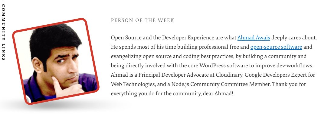 A photo of Ahmad Awais on the left and a short summary placed on the right