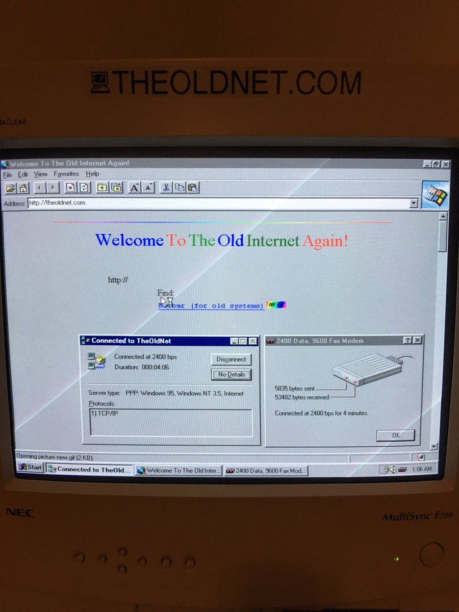 Surfing theoldnet.com over dialup over a home made #voip network.