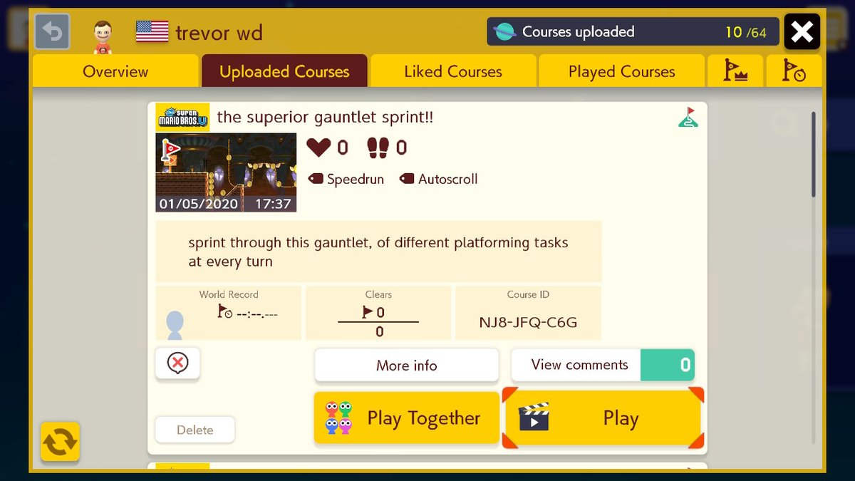 TrevorWDavies2's tweet photo. @ExodusGA16 it's a shocker to me how I'm having a new level for you like every week as of recently, but here again. Maybe it has to do with the new year transition as I obviously had to make and upload a level in 2020. Anyway here's my first level of the new year NJ8-JFQ-C6G https://t.co/8wQTSYr8j5