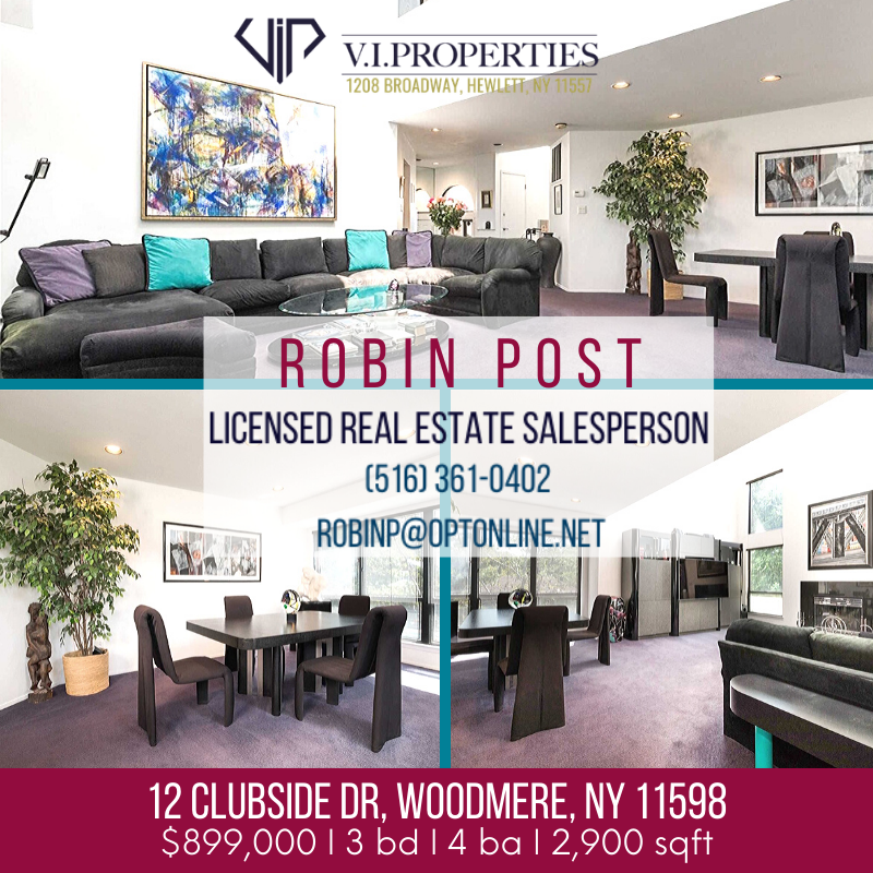 robinfpost's tweet image. House For Sale in School District #14
$899,000 l 3 bd l 4 ba l 2,900 sqft
12 Clubside Dr, Woodmere, NY 11598

CALL OR TEXT ROBIN POST 516-361-0402.
Robin Post Licensed Real Estate Salesperson at VIProperties,
1208 Broadway, Hewlett, NY.

 #LIREALTOR #MDLLI #NEWCONSTRUCTION #ROBIN