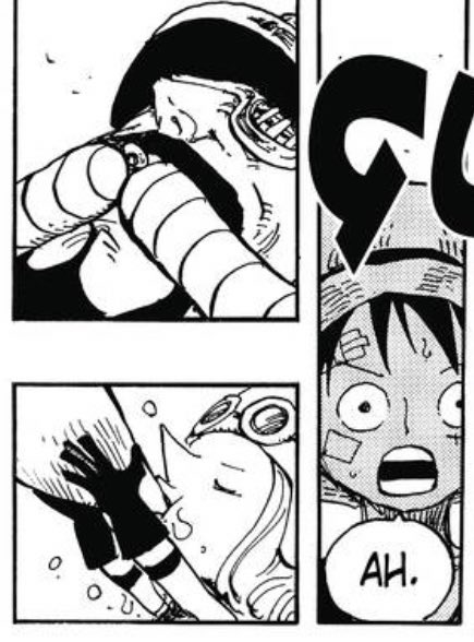 Standout Panel - Weight of Destiny moment. I don’t know why this stuck out to me, but there’s this very poetic element to seeing giants and tontattas drink to Luffy’s leadership. If you’ll pardon a Seussian turn of phrase: Luffy is king of all, the tall and the small.  #OPGrant