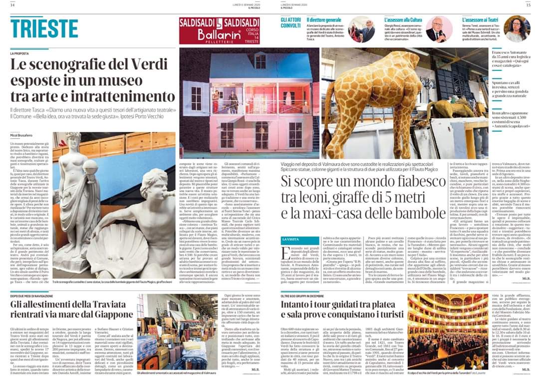 TeatroVerdiTS's tweet photo. Oggi @il_piccolo uno speciale dedicato alle scenografie del Verdi custodite a Valmaura.
Il Direttore Generale Antonio Tasca pensa a un museo per far scoprire a tutti una tradizione teatrale storica e importante.
#SempreVerdi #Trieste https://t.co/OF6vqSca5F
