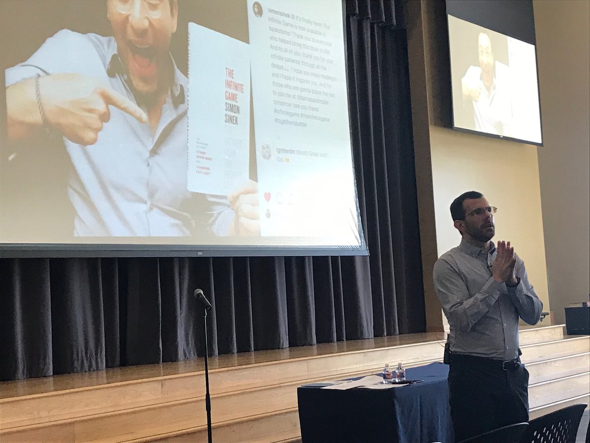 WeissShanna's tweet photo. #EnvisionEducation2020 Thank you Heath Slawner from @simonsinek Inc: leadership is a choice, not a title or rank #liveinfinitely #couragetolead #startwithwhy @austintrinity https://t.co/A1MdkPB6AZ