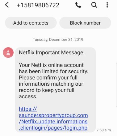 OPP_WR's tweet photo. Wow, how did they know I bank at both places and have a Netflix account.  I don't 😒.  Please #kNOwFraud and delete. #CyberSecurity @canantifraud ^ac https://t.co/gr4Es7ygIH