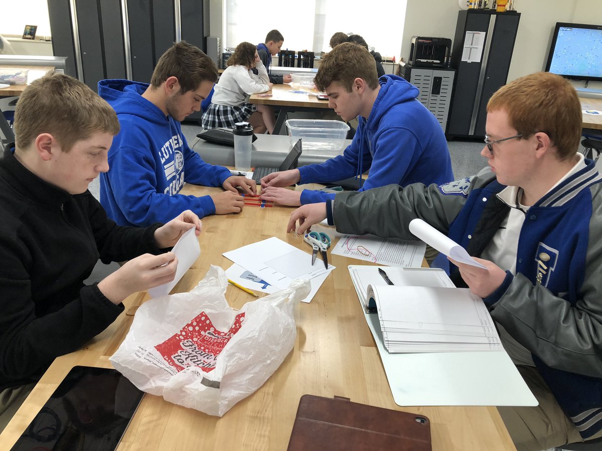 STEM2UYP's tweet photo. @LutheranCougars @PLTWorg AE has launched for the first time at LHS!  Students are already engaged in a Day 1 challenge to begin their exploration of Aerodynamics and vehicle stability. https://t.co/5VRso8ND3W