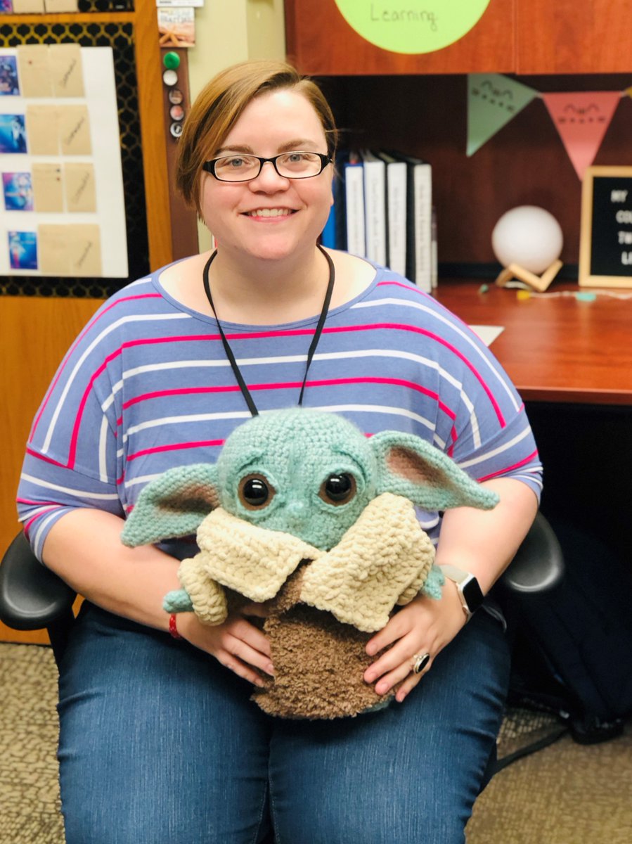 MCPLMO's tweet photo. MCPL staffer Tracy Maddox used the RBdigtal Magazine titled "Interweave Crochet" & the book "Crochet! Techniques, Stitches, Patterns" by Marie-Noelle Bayard (resources from the Library) to help her make this cool Baby Yoda! #Librariestransform #mcpl2020 https://t.co/i9SJB5TAHE