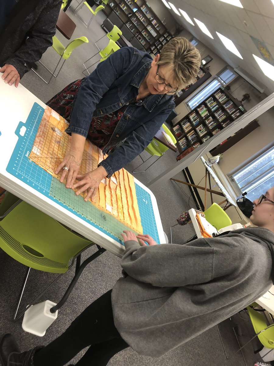 LaVelleMath's tweet photo. It’s not only the students learning things today! Even the quilting ladies are teaching each other new things. #IFAJTerm2020 #IFACadetPride https://t.co/9o20cdcZBH