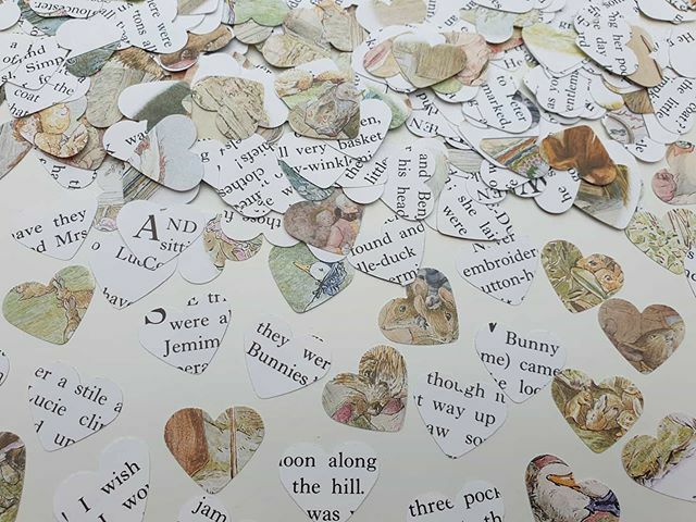 MadeAt42's tweet photo. How cute are these!! We made this Beatrix Potter table confetti for a very special baby shower, they absolutely loved them! 😍 #babyshower #beatrixpotter #tablesetting #handmade #extratouch #reducereuserecycle #plasticfree #teaparty #afternoontea #pe… https://t.co/g47cfncHr7 https://t.co/JyeYVbJOGG