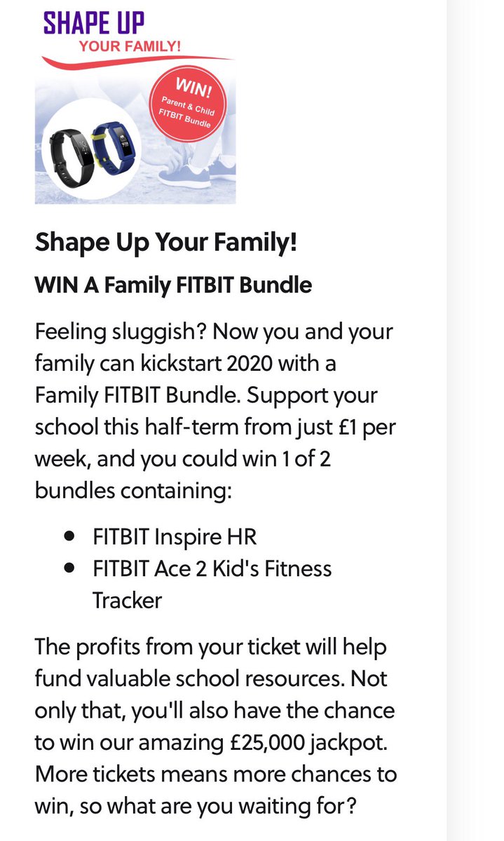 SherrierPTA's tweet photo. New Year New Start. How about joining the school lottery. Your chance to win a family Fitbit bundle! @sherrier @SherrierFS @SherrierY1 @SherrierY5 @SherrierY3 @SherrierY6 @SherrierY2 @SherrierY4 https://t.co/i4cqr5y2b6 https://t.co/mIjDFQkZ9J