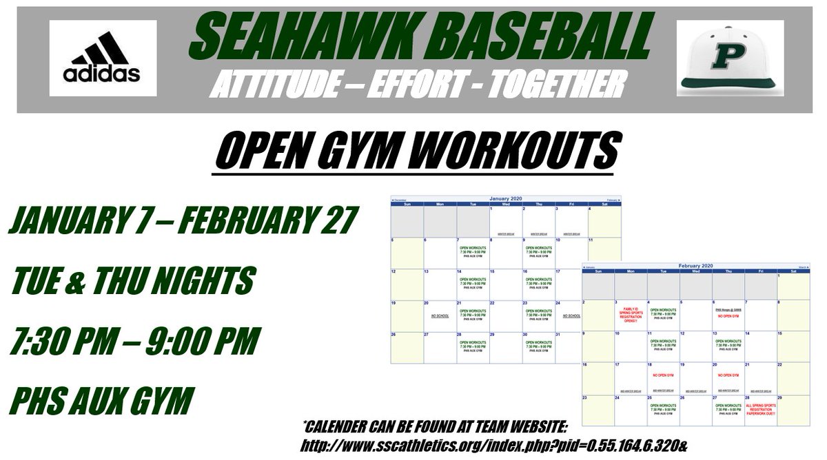 PenHighBaseball's tweet photo. Season kicks off 8 weeks from today! Open Gym workouts start THIS WEEK! Tue/Thu nights, 7:30p - 9:00p in the aux gym! Great opportunity to get into the swing of things &amp; prepare for spring tryouts! Full calendar can be found @ team website: https://t.co/OnVuhDtkPT #GoHawks ⚾️👍🔥 https://t.co/qhMG2ssIxP