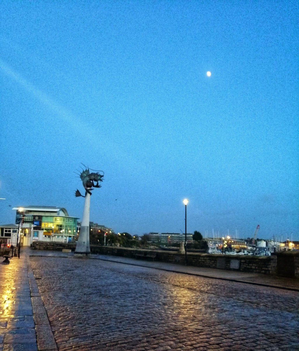 JackieGMs66's tweet photo. Finally stopped raining briefly @NMAPlymouth @PlymBarbican @BarbicanPrawn #moon #ThePrawn #MondayBlues #BlueMobday #MondayEvening https://t.co/mTWRZ9IJVs