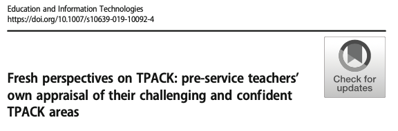 A Fresh year with a fresh paper about fresh perspectives of pre-service teachers #TPACK (their concerns &amp; strengths)! How cool is that?

Free online researchgate.net/publication/33… #edtech #teachereducation #education #vub #finland @ErkkoSointu <a href="/Teemujns/">Teemu Valtonen</a> <a href="/punyamishra/">Punya Mishra</a> <a href="/matthewkoehler/">🦡 Matthew Koehler ✊🏻🧀🎞️👨🏻‍👧🏻‍👦🏻🎓</a> #ICT