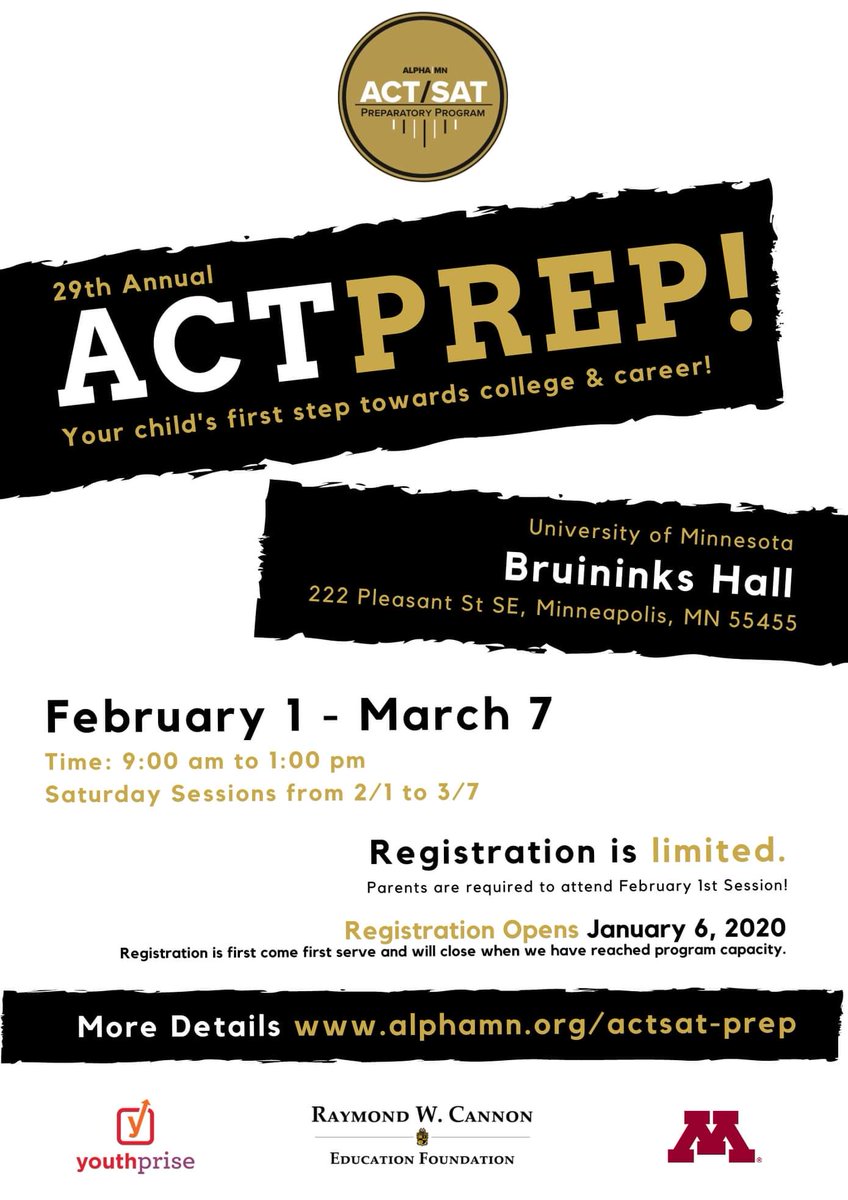 Registration is officially open for our ACT Prep program! Register now as space is limited

alphamn.org/actsat-prep.ht…