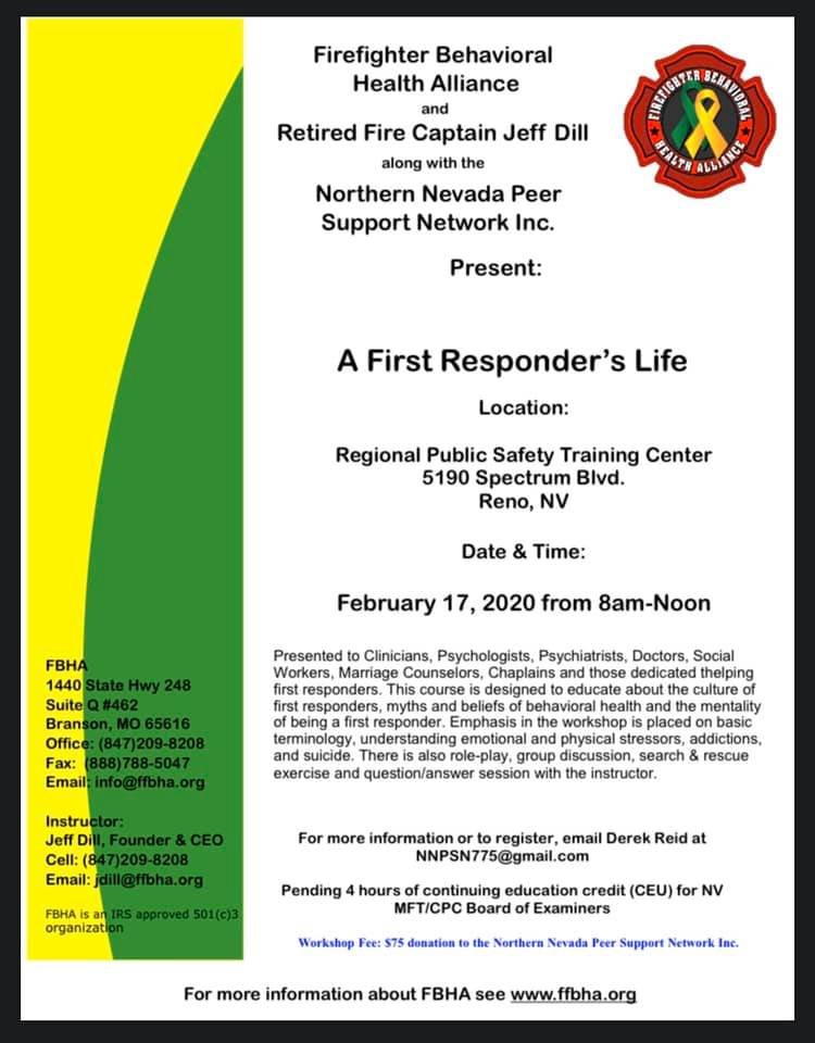 NNPSNINC's tweet photo. This workshop is for #Professional #Clinicians, #Psychologists, #Psychiatrists, #Doctors, #SocialWorkers, #MarriageCounselors, #Chaplains and those that are dedicated to helping #FirstResponders. #NNPSN #mentalhealth #publicsafety #class #training #reno #peersupport https://t.co/ZzYa6s7Tho