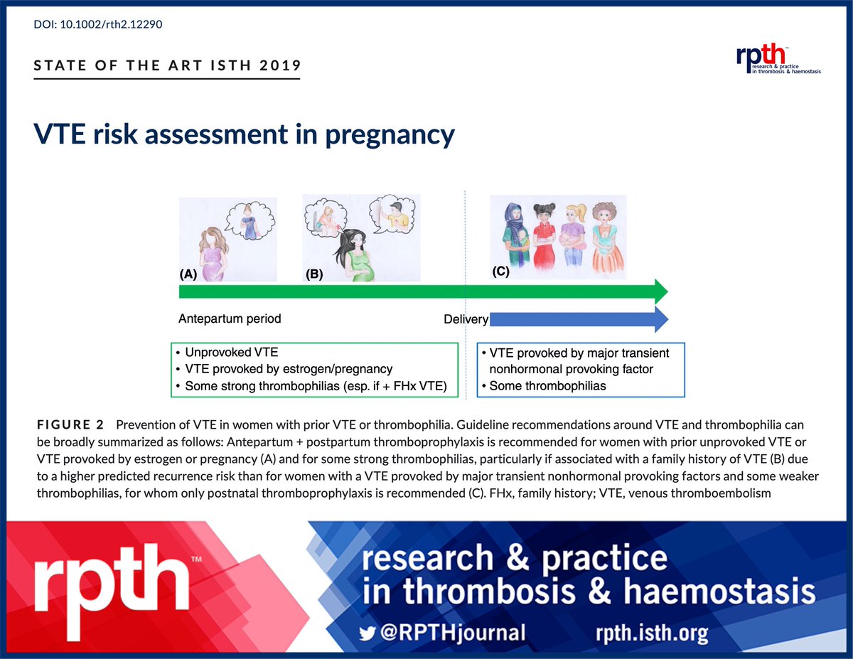 RPTHjournal's tweet photo. #ICYMI: Pregnancy-associated #VTE is a leading cause of maternal mortality and morbidity. New #RPTHReview by @kewins @fniainle summarizes the current evidence &amp; knowledge gaps in #PregnancyVTE. #IllustratedReview #CoagCapsule #ISTH2019 Read here: https://t.co/DksLpTZfBx https://t.co/GbSvtschhp