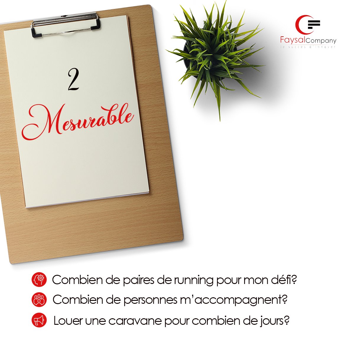 FaysalCompany's tweet image. Voici les 5 clés pour atteindre ses objectifs avec succès.
Aimerais-tu connaitre la méthode qui créée des objectifs de réussite ?

Et bien c’est la méthode S.M.A.R.T.

Maintenant, à toi de jouer, défini tes propres objectifs SMART.

#FaysalCompany #ObjectifsSMART #Success