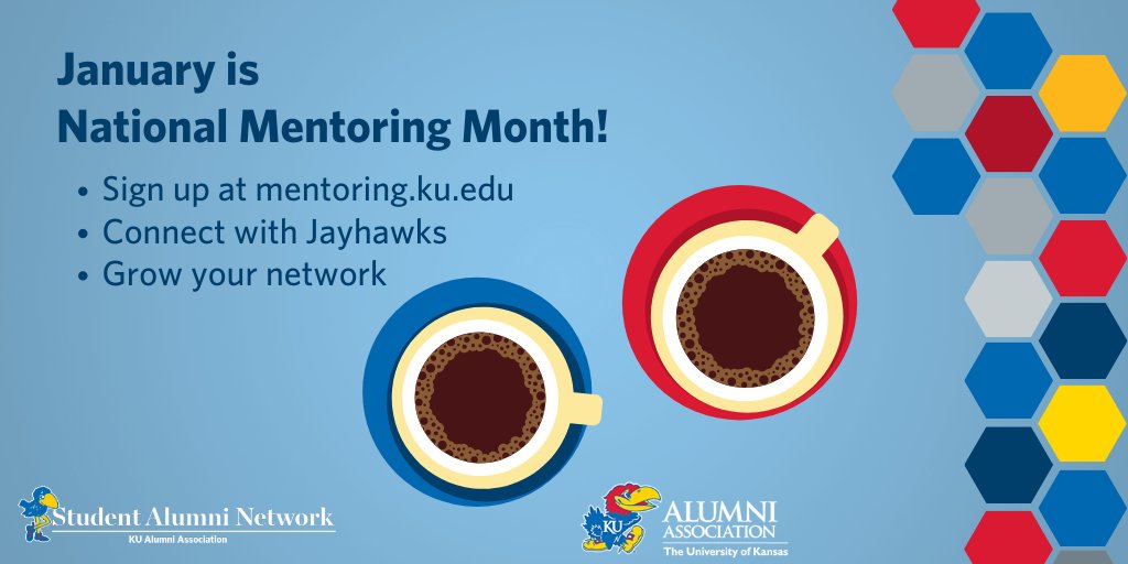 kualumni's tweet image. Level up your professional network in 2020!
👊
January is #NationalMentorMonth, and KU Mentoring has you covered. Take advantage of the powerful Jayhawk network— find a mentor or be a mentor. #KUalumni

➡️ rockcha.lk/ku-mentoring
