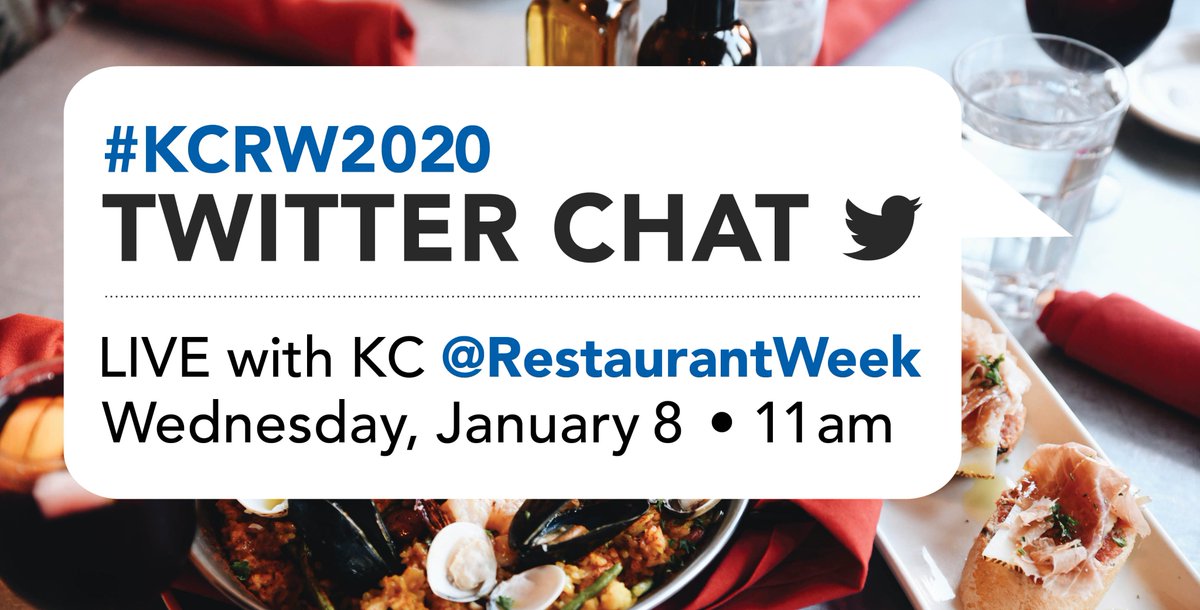 RestaurantWeek's tweet photo. Mark your calendar—our #KCRW2020 Twitter Chat will be held this Wednesday, Jan. 8 at 11am. Be sure to participate for your chance to win some tasty gift cards!🍽 https://t.co/M53ZBTS0YO