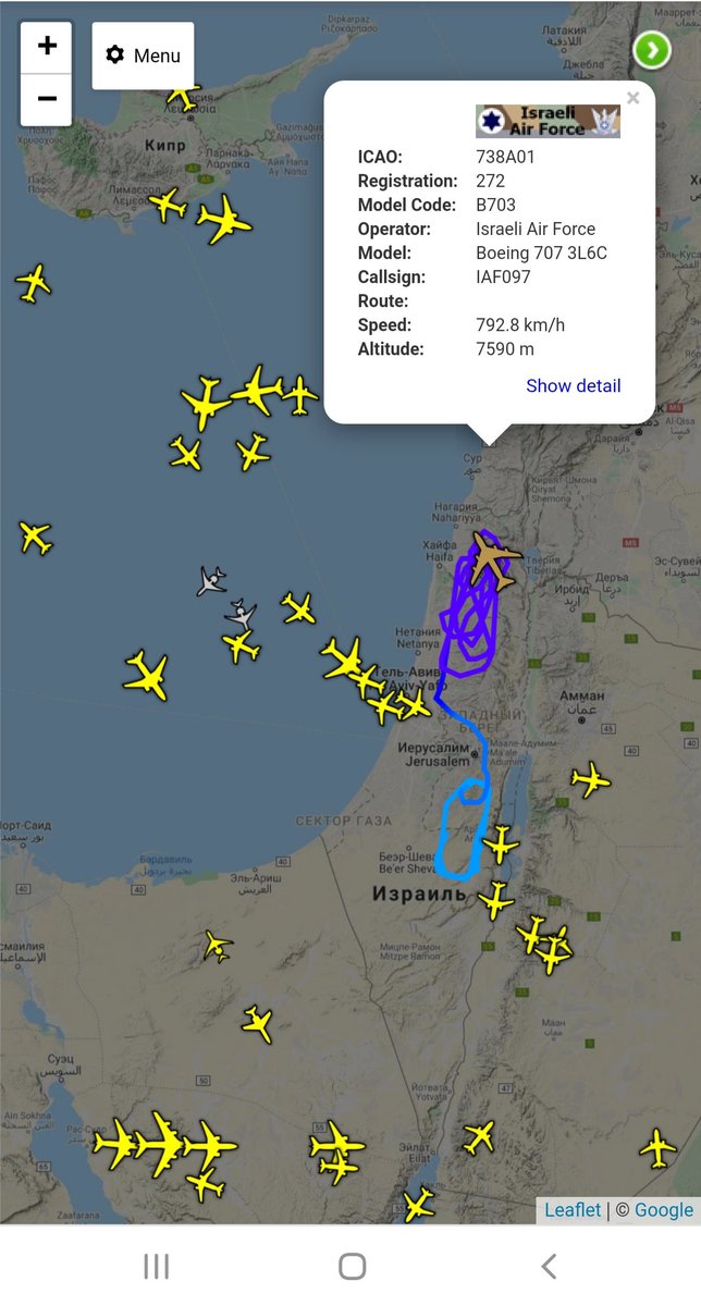 EagleMena's tweet photo. #BREAKING for the 3rd time today 2 #iaf #israeliairforce aewac/signt nahashon/shavit and 1 tanker planes now over #mideterranean sea , we will wait the big event next hours @cencio4 @BabakTaghvaee https://t.co/lEvHJmAS1N