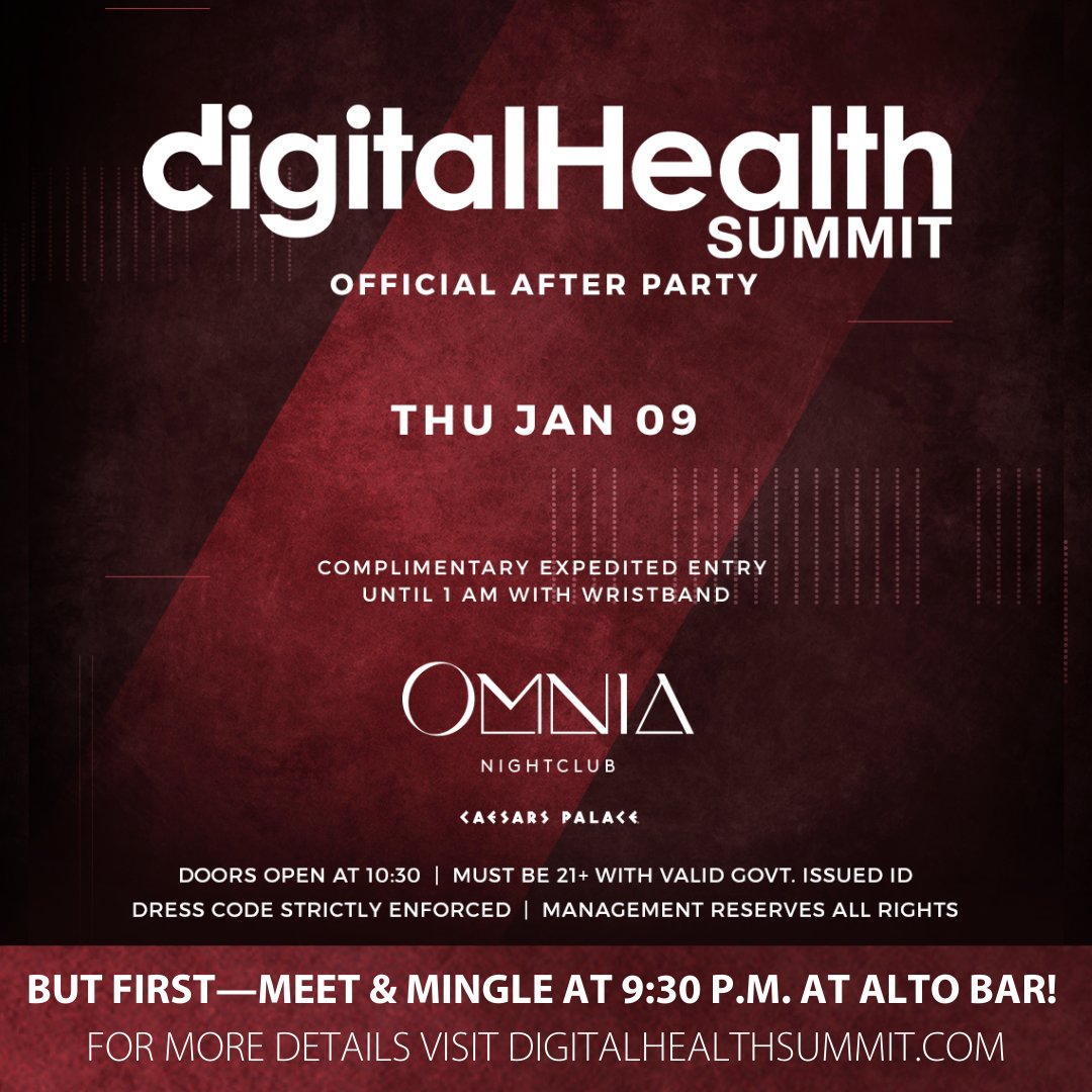 You’re Invited! #DigitalHealthCES #CES2020 attendees are invited to experience one of the best nightclubs #LasVegas has to offer at #OmniaLasVegas at 9:30pm at the Caesars Palace. See you there!