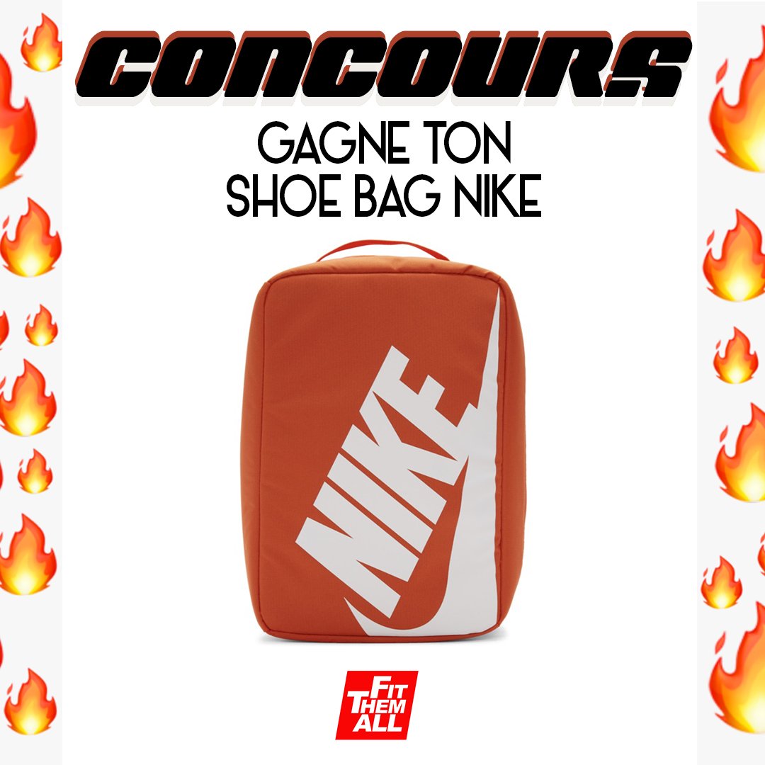 FitThemAll's tweet photo. 🎁 CONCOURS 🎁

➡️ GAGNES TON SHOEBOX BAG NIKE! 🎁

POUR PARTICIPER:

➡️ Tu suis @FitThemAll
➡️ Tu RT ce tweet 
➡️ Tu tag un pote à toi en commentaire !

Tirage au sort le 13/01 🙏

Bonne chance 🍀 https://t.co/1a8VmG6o5j