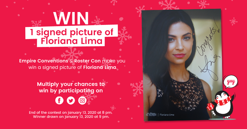 RosterCon's tweet photo. @EmpireConv [CONTEST]
Try to win a signed picture of #FlorianaLima on our social media accounts.
To participate on Twitter :
- Follow @EmpireConv and @RosterCon 
- RT this tweet
> The contest : https://t.co/PybEo6JMG1 https://t.co/RhGDBSzxtD
