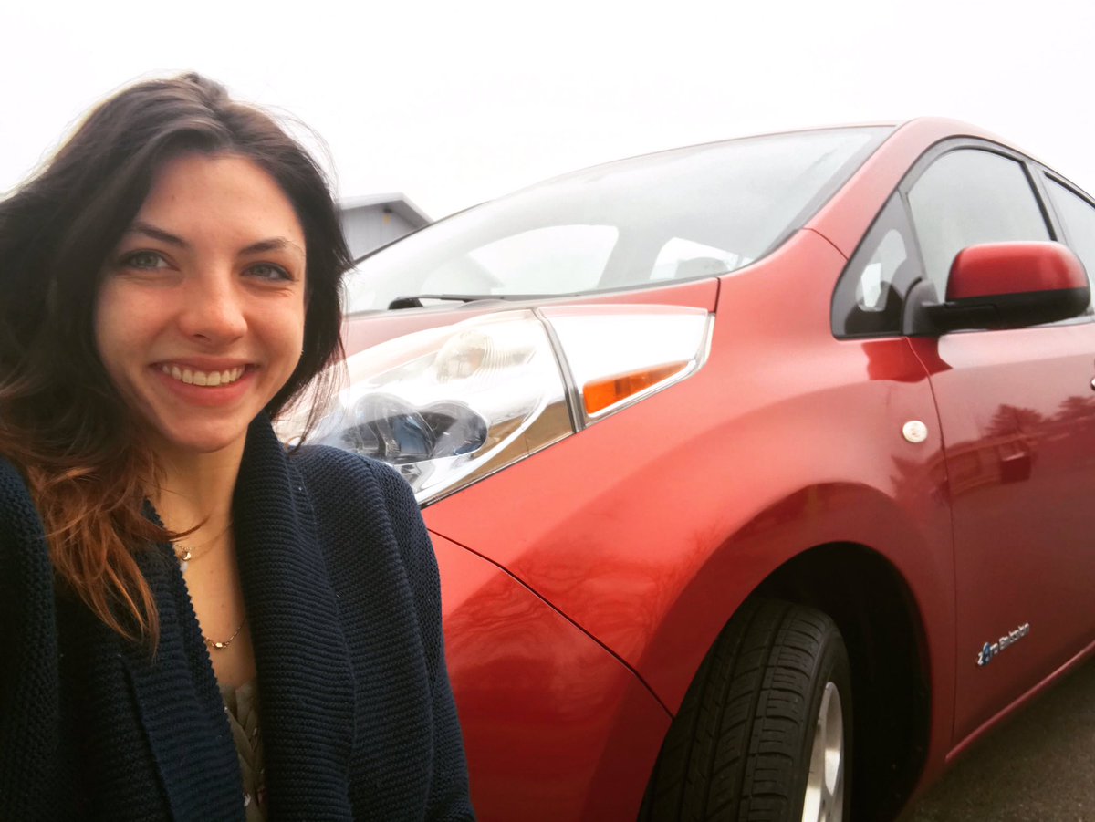 verv_ev's tweet photo. I love my #nissanleaf!! My monthly spending has gone way down thanks to no more gas #fthepump and I feel great about not having to rely on #ForeignOil to power my life. #EVlife #MondayMood #carlovers (p.s. I need help coming up with a name for her!) https://t.co/3LWh2uWJbT